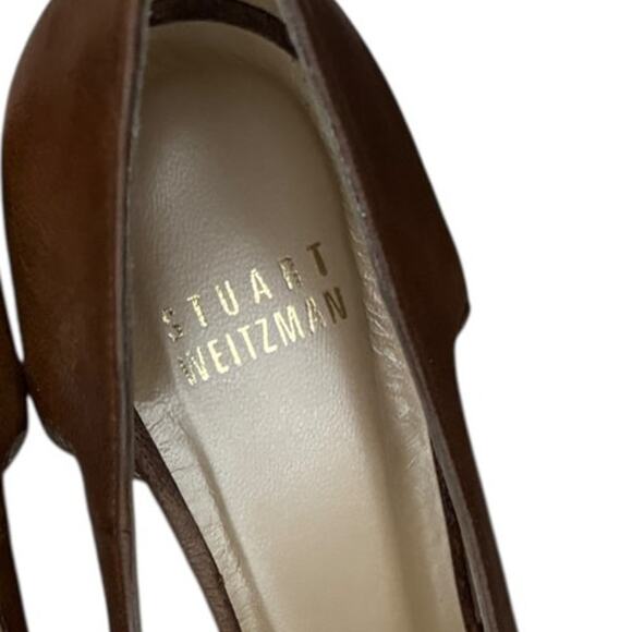 STUART WEITZMAN Leather Open Toe Studded Pump SZ 5 - Picture 10 of 10